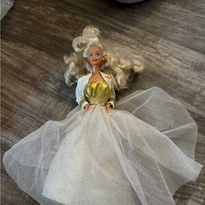 Barbie Doll with Gold and White Dress